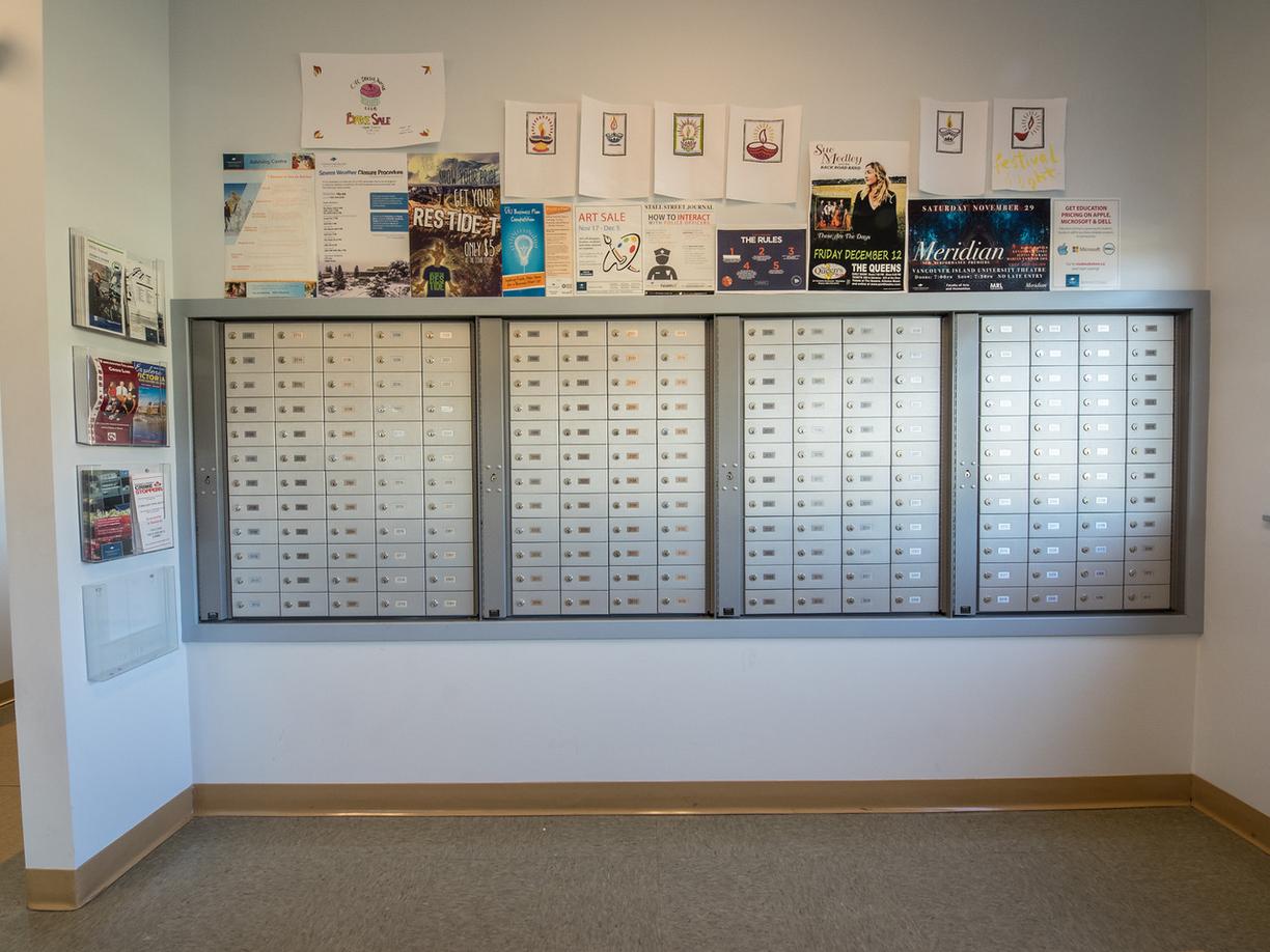 VIU Residence mail room Mailroom at VIU Residence in cedar centre
