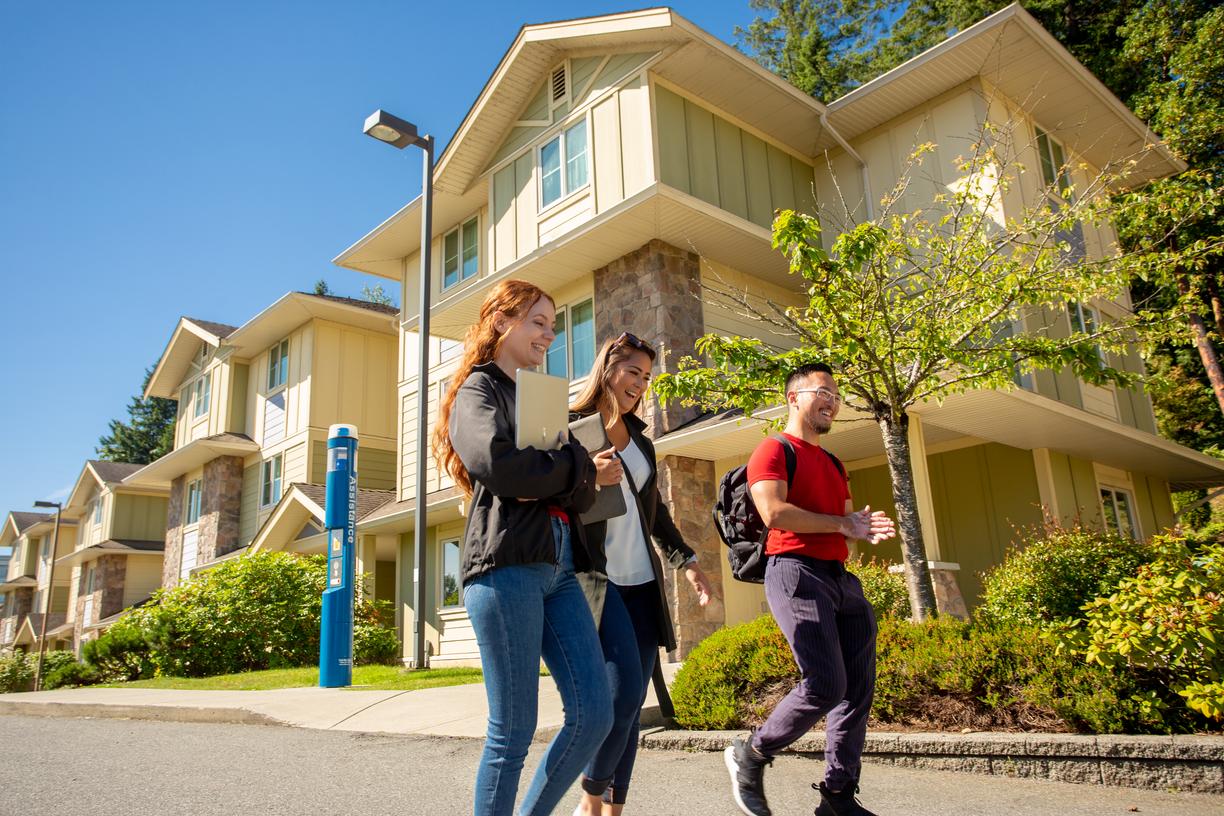 Walking on Residence Students walking on residences